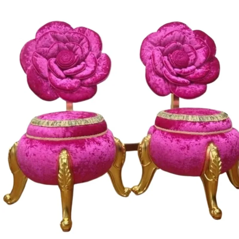 European fashion fairy rose dressing chair, cute soft chair, beauty salon colorful flannel chair