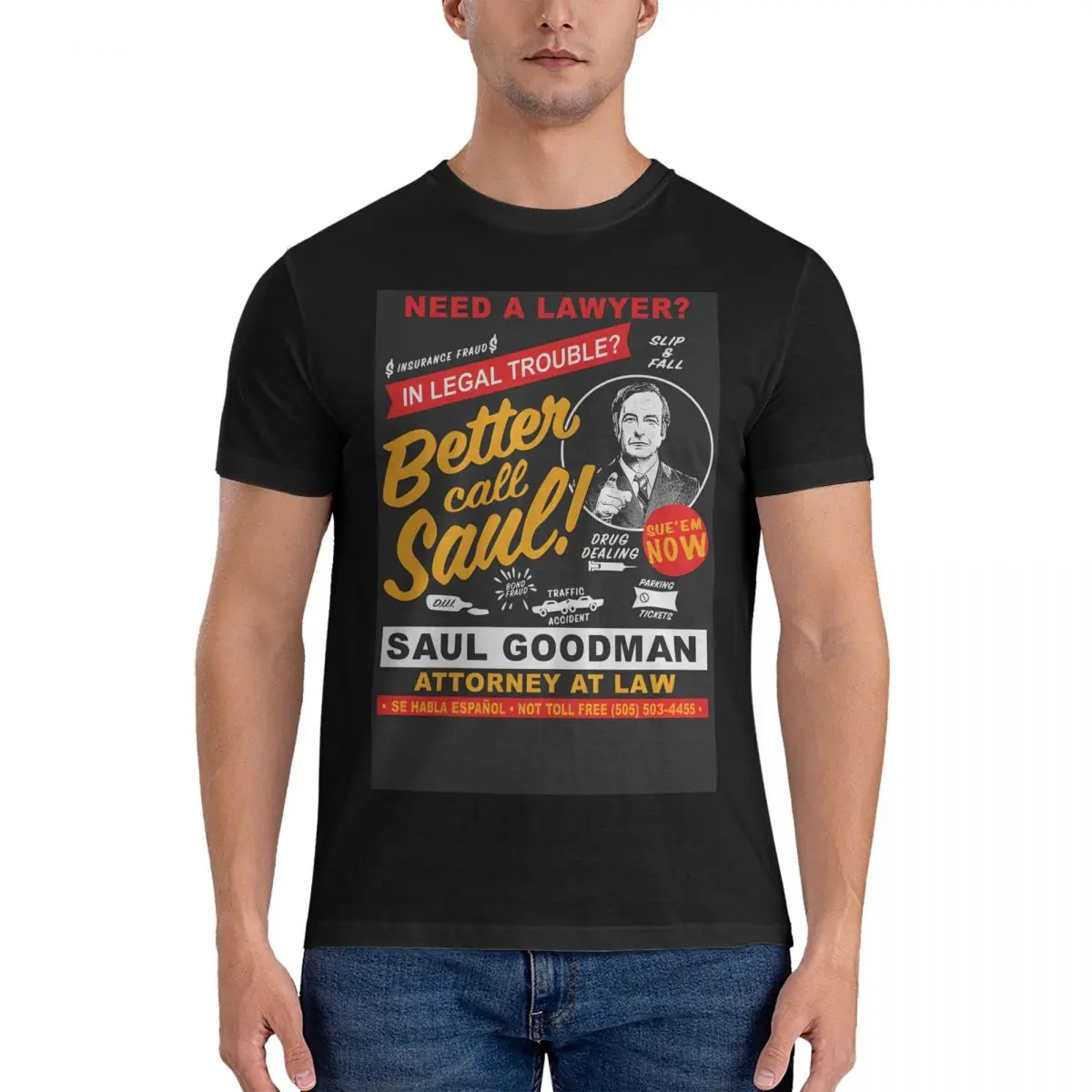 Vintage Cool T-Shirt Men Round Collar Cotton T Shirts B-Better Call Saul Short Sleeve Tee Shirt Gift Idea Clothes