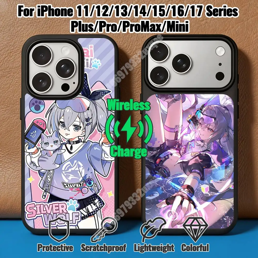 Honkai Star Rail Silver Wolf Magnetic Charge Case for iPhone 17 16 15 14 13 12 11 Pro Plus Max Mini Wireless Cover