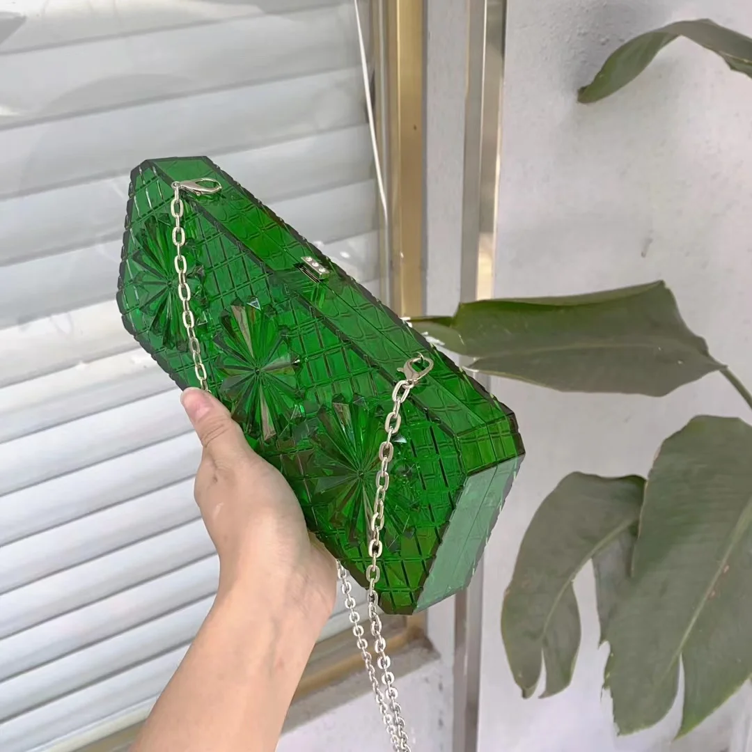 2024 New Clear Acrylic Box Evening Clutch Bags Women Boutique Chain Transparent Woman‘s Clutch Bag Purse and Handbags Wedding