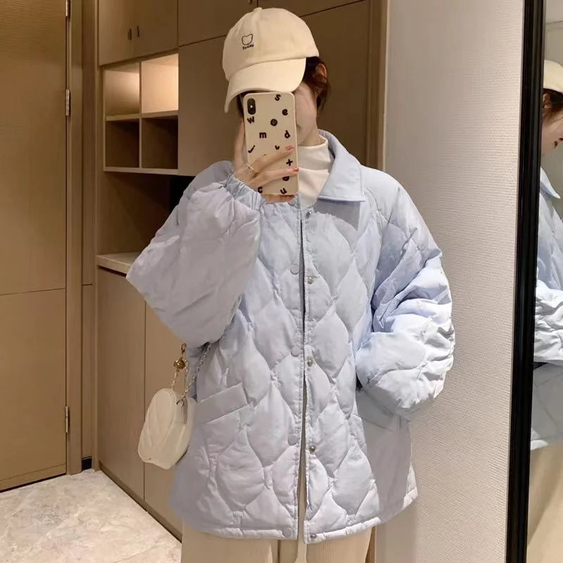 Lightweight Padded Cotton Jacket Women\'s Short Style Korean Loose Outerwear Warm Commute Windbreaker Polyester Fiber