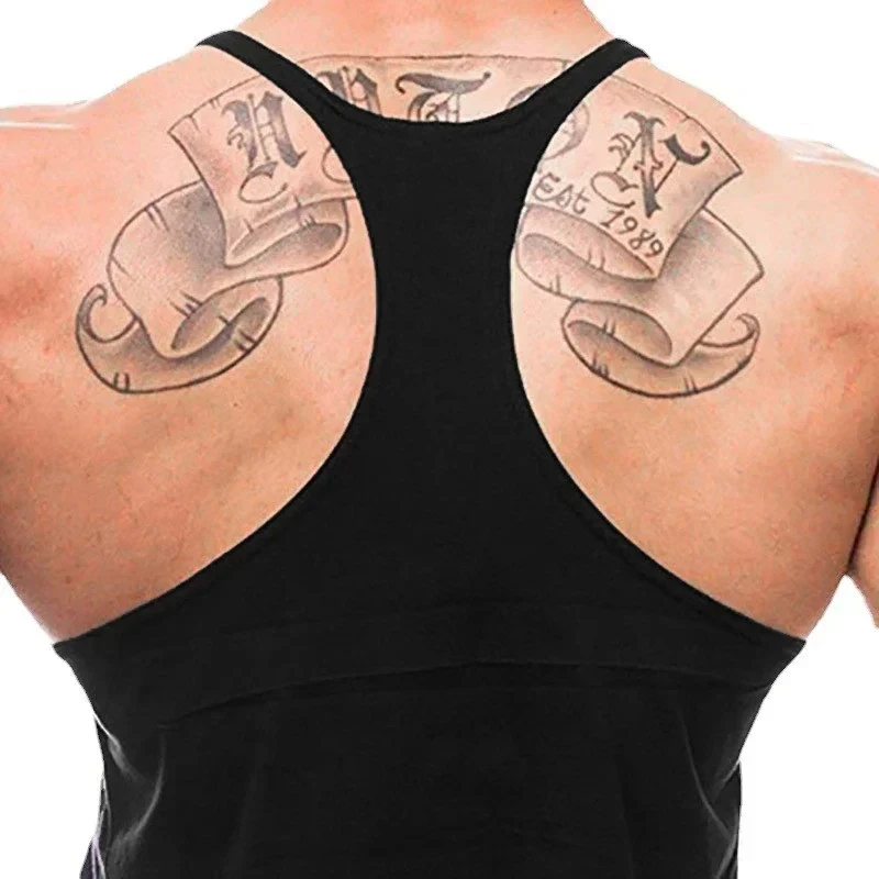 Men's Muscle Graphic Cotton Gym Stringer Vest - Sleeveless Tank Top for Bodybuilding, Fitness & Workout Undershirt Clothing