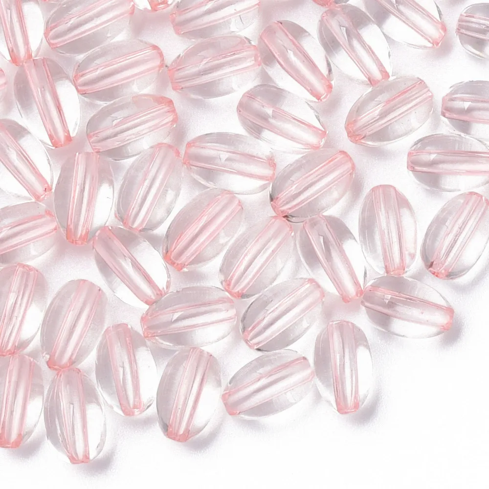 

500g Transparent Acrylic Beads Oval Pink 9.5x6mm Hole: 1.5mm about 2000pcs/500g