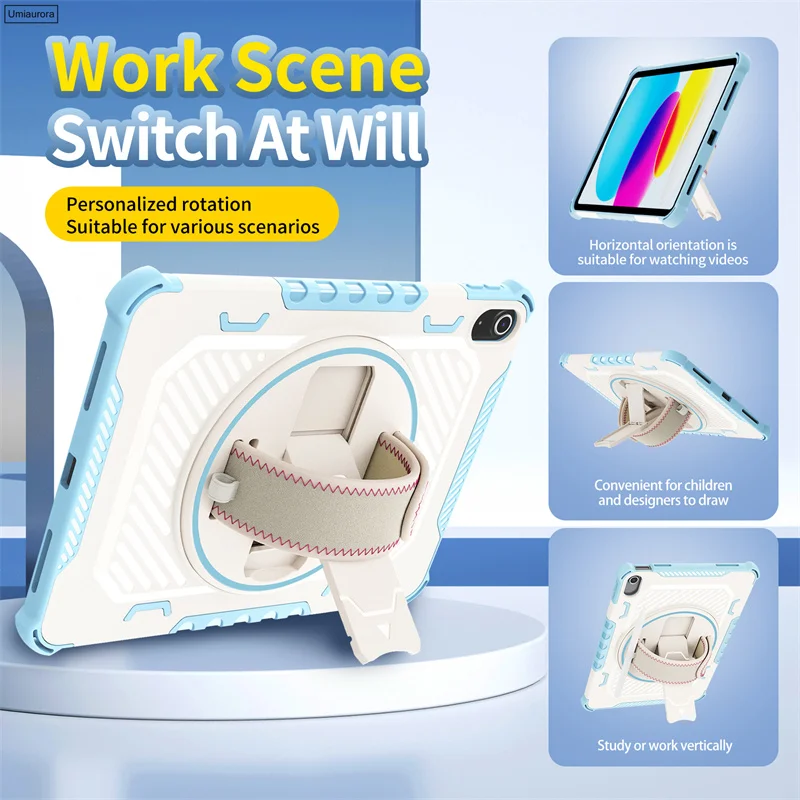 لباد ميني 5 7.9 "9.7 7th 8th 9th Gen 10.2 Pro 10.5 بوصة 360 دوران حزام اليد حامل حافظة لوحي مقاومة للصدمات PC Armor Funda