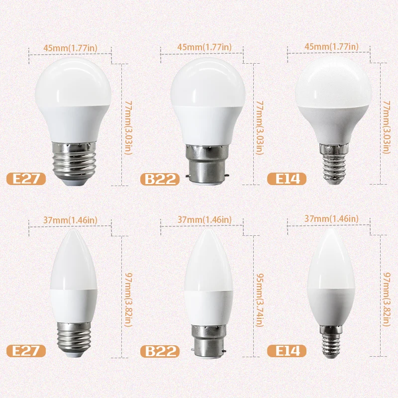 100 قطعة/الوحدة C37 G45 البسيطة LED شمعة لمبة ضوء 7 واط 3 واط التيار المتناوب 220 فولت E14 E27 B22 قاعدة ضوء وميض خالية مناسبة لدراسة لامبارا Led