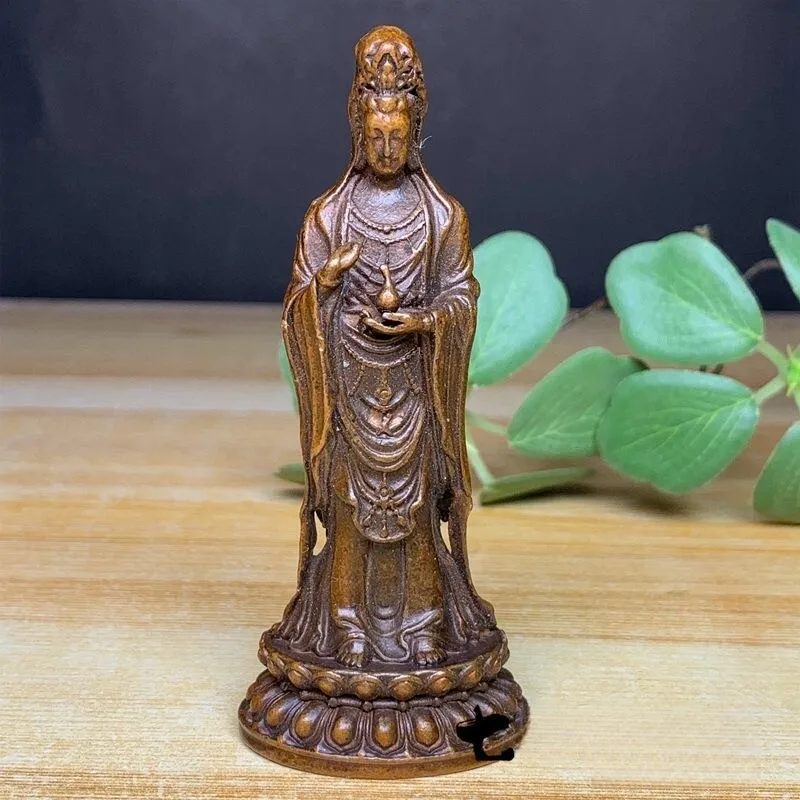 Retro and old Guanyin recruit rice Nanhai Bodhisattva offering clean bottle Guanyin statue Guanyin home offering ornament