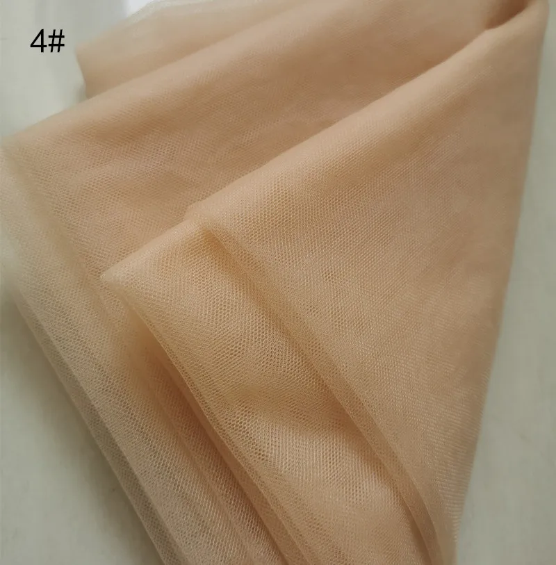 Skin-friendly Plain Yarn Beige Nude Skin Anti Hook Wedding Dress Fabric Transparent Soft Lightweight Invisible Netting Tulle