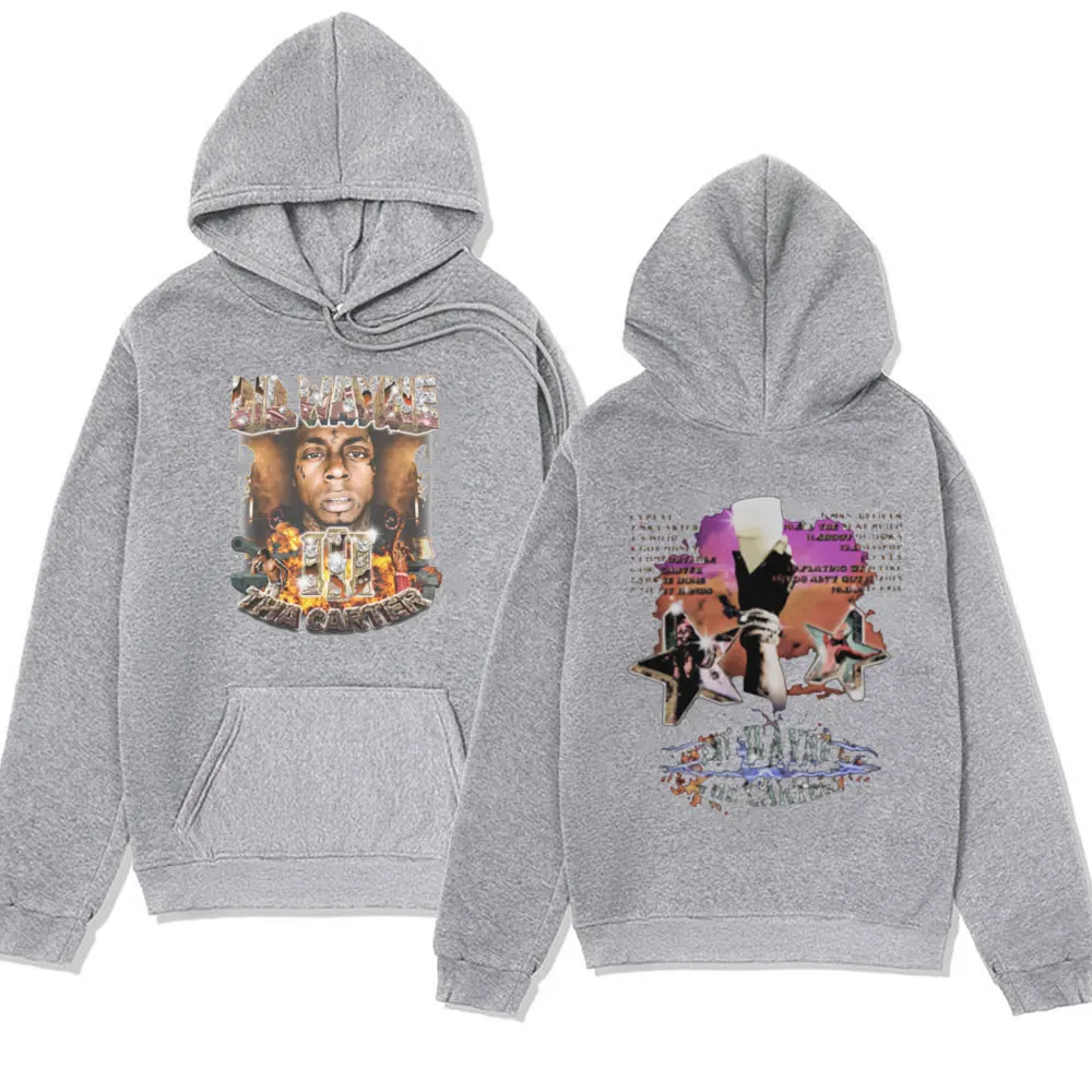 Rapper Lil Wayne Hoodie Male Music Album Tha Carter Graphic Sweatshirts Men's Women's Vintage Punk Gothic Hip Hop Hoody Pullover