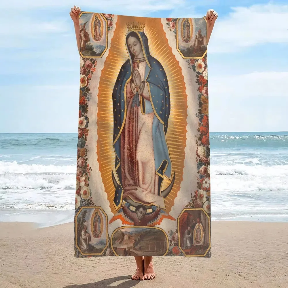 Virgin De Guadalupe Towel Microfiber beach towels absorb water, dry quickly, and are easy and comfortable for yoga swimming