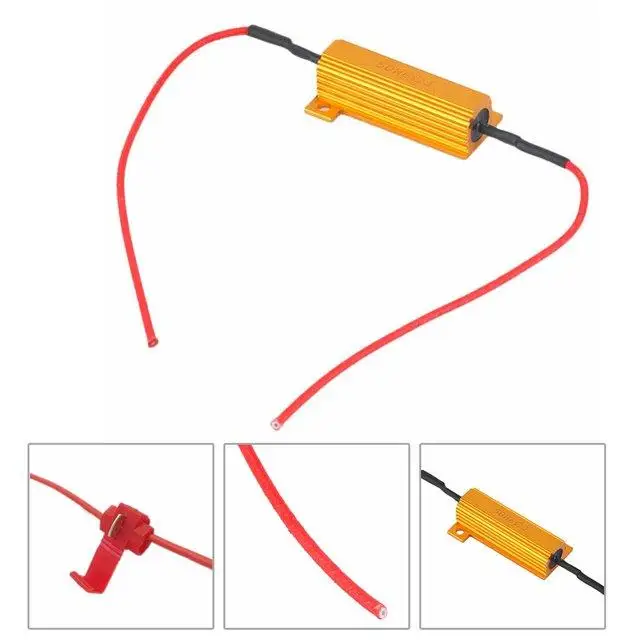 2/4pcs Automotive LED Light Aluminum Shell Steering Rx24 Parts 10R Car 25W6RJ Gold Resistors 8R Decoding Aluminum Shell 50W L1U0