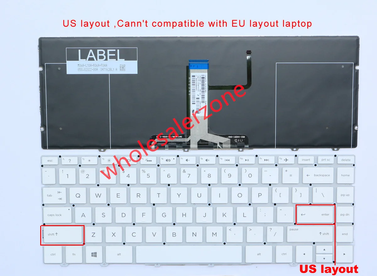 

New white Backlit Keyboard for HP SPECTRE 13-AF series 13-AFxxxx 13-AF000TU 13-AF002TU 13-AF001TU laptop US layout