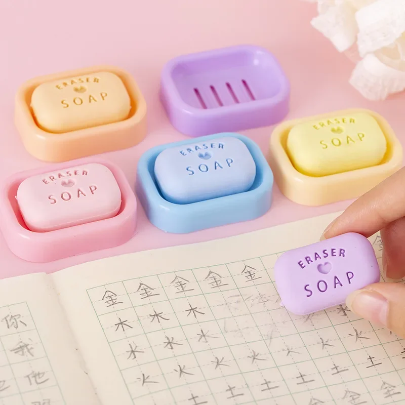 1 Pcs  Kawaii Eraser Simulation Soap Fun Stationery For Students Aesthetic   Products Back To School