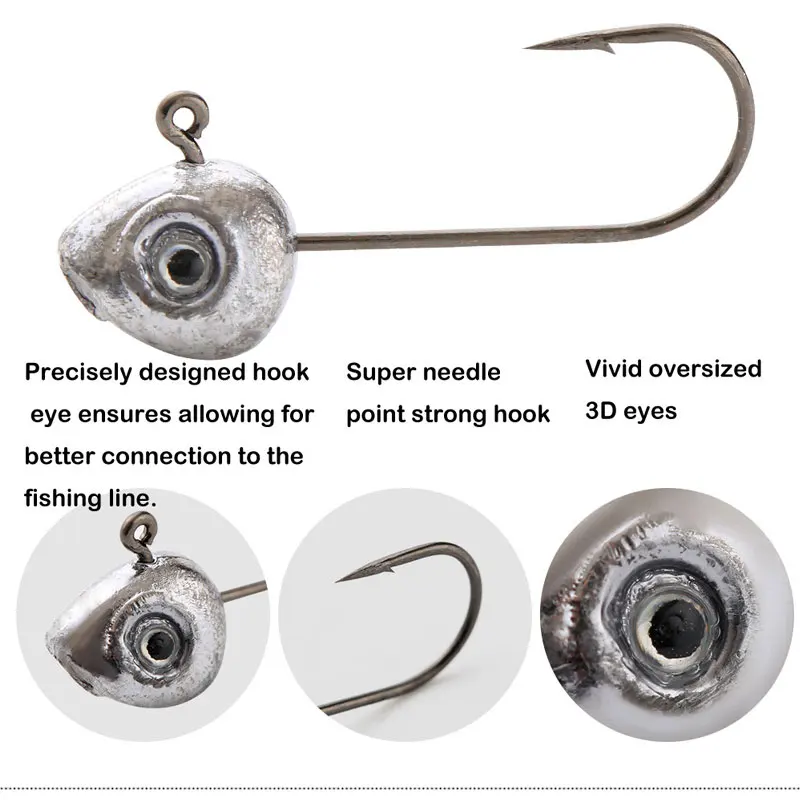 JYJ 0.5g 1g 2g 3g 4g 5g rooting fishing hook ,small jig head rockfish for soft worm lure tool