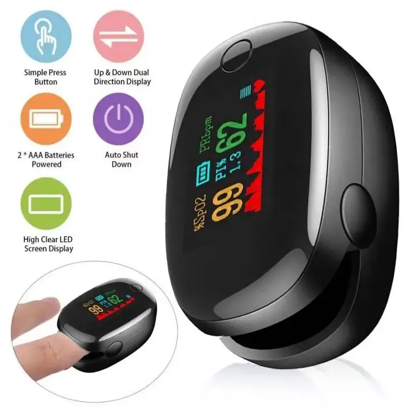 Finger Clip Heart Rate Meter Measure Fingertip Oximetry PI Value Monitor Pulse Black Gem Oximeter Heart Rate Monitor Portable