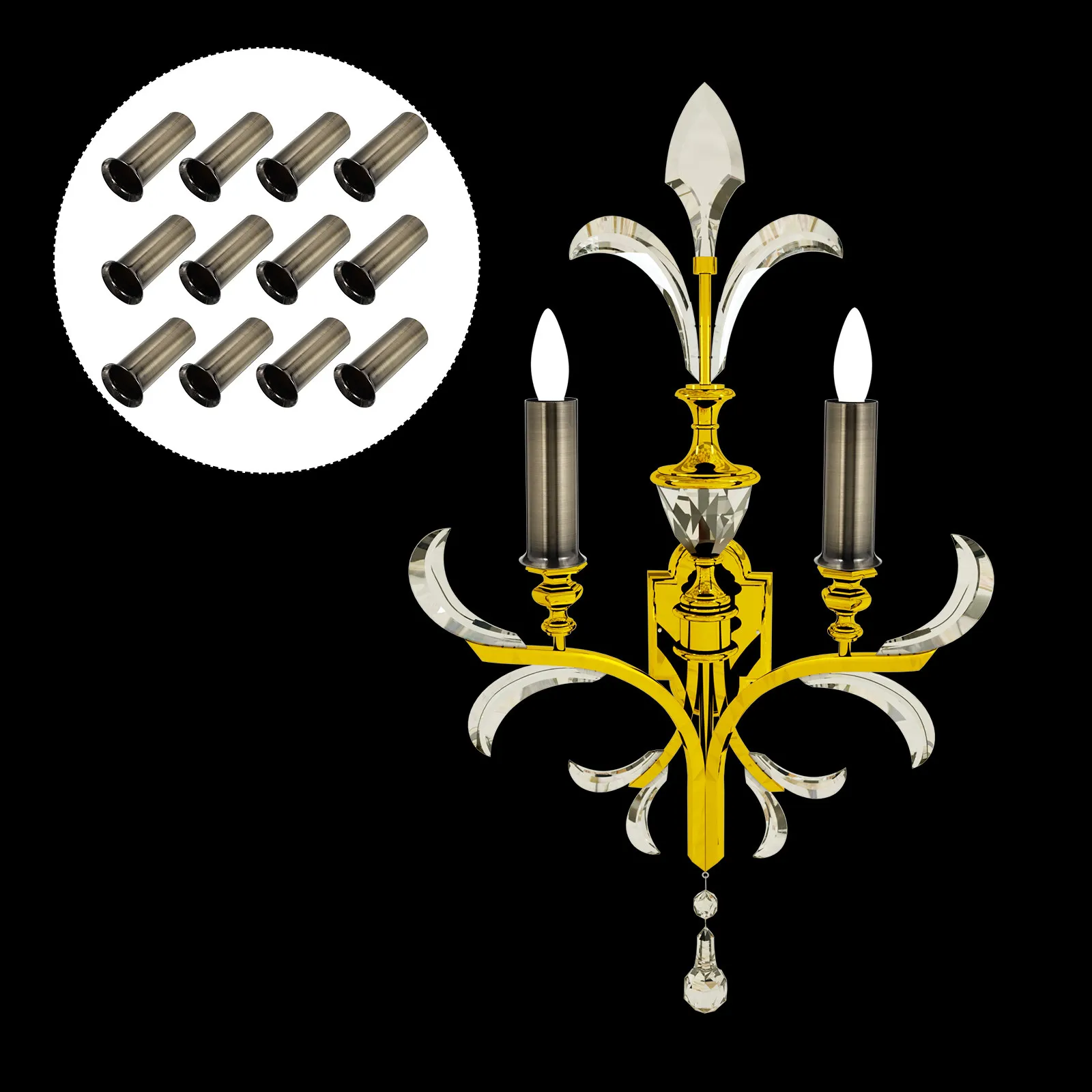 

12 шт. прочных держателей для ламп, оснований для люстр, крышек для ретро-хрустальных светильников, долговечные многоразовые комплектующие для освещения