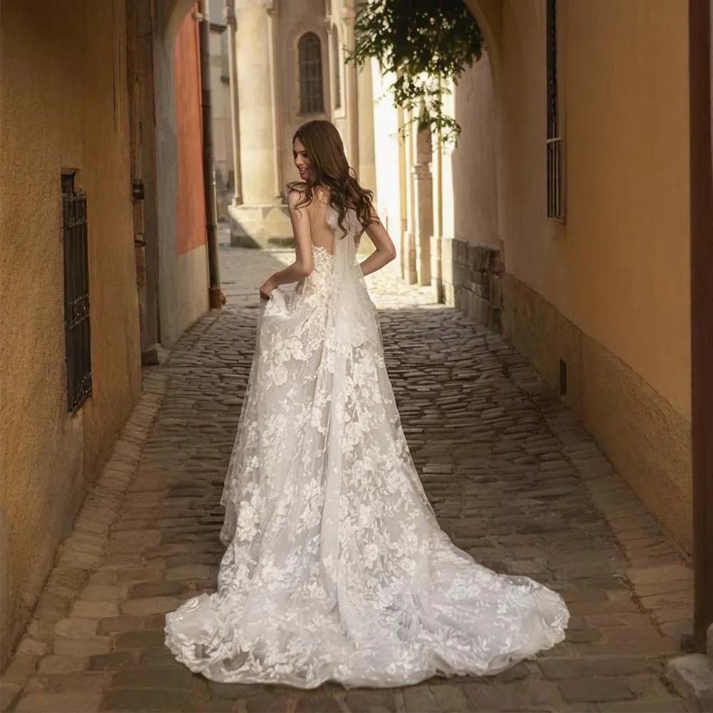 Customized A-Line Wedding Dress For Women Sexy Vintage Sweetheart Flowers Appliques Delicate Wedding Gown Vestidos De Novia