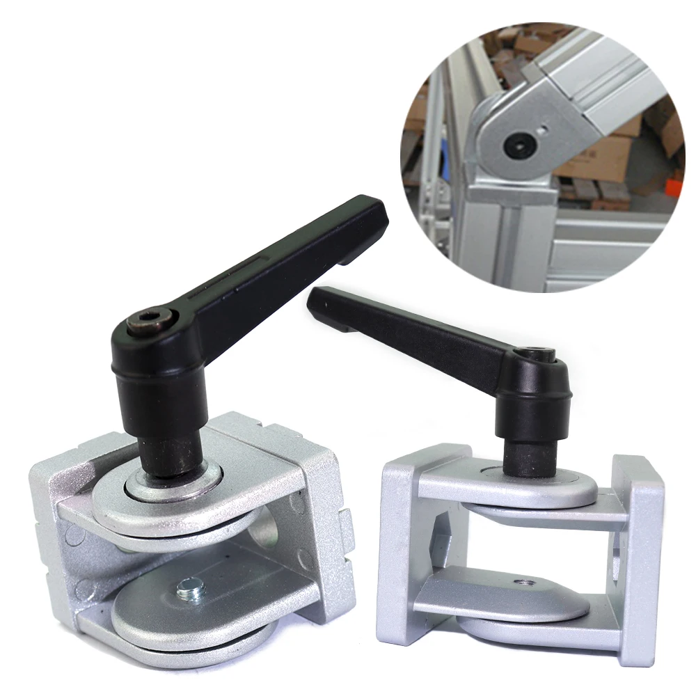 1 pz pressofuso in lega di zinco flessibile perno giunto connettore cerniera angolare per profilo in alluminio raccordi ad angolo retto 30/40