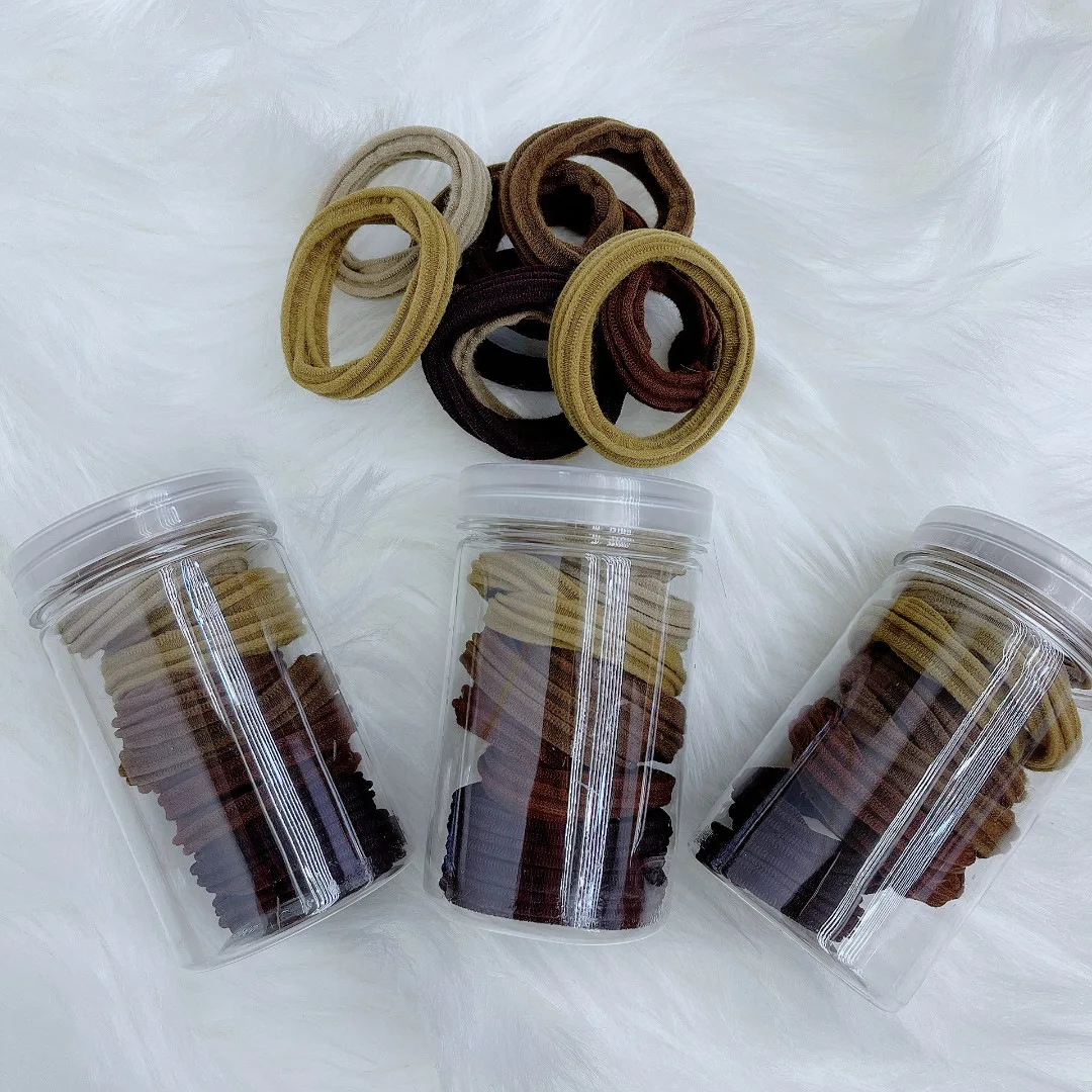 Black Coffee 10Pcs Jar High Elastic Durable Hair Ties, Simple Versatile Hair Accessories