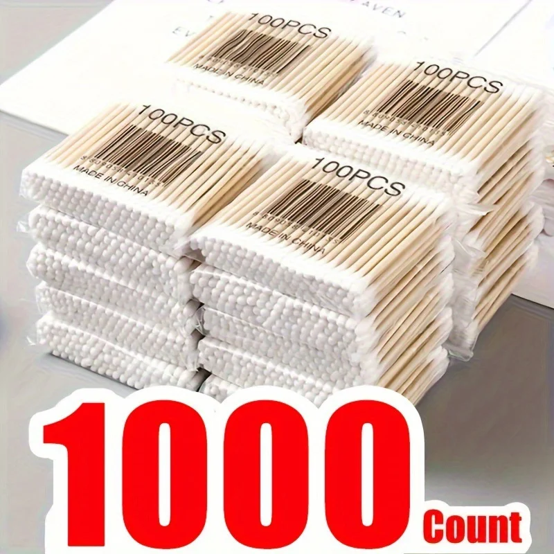 100/1000pcs Double Head Cotton Buds Women Makeup Tip Cotton Swab For Wood Sticks Nose Ears Cleaning Health Care Tools