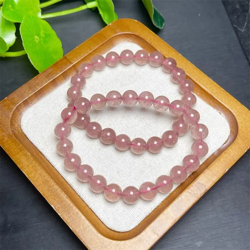 

8MM Natural Strawberry Quartz Bracelet Handmade Crystal Quartz Jewelry Stretch Bangle Children Birthday Gift 1PCS
