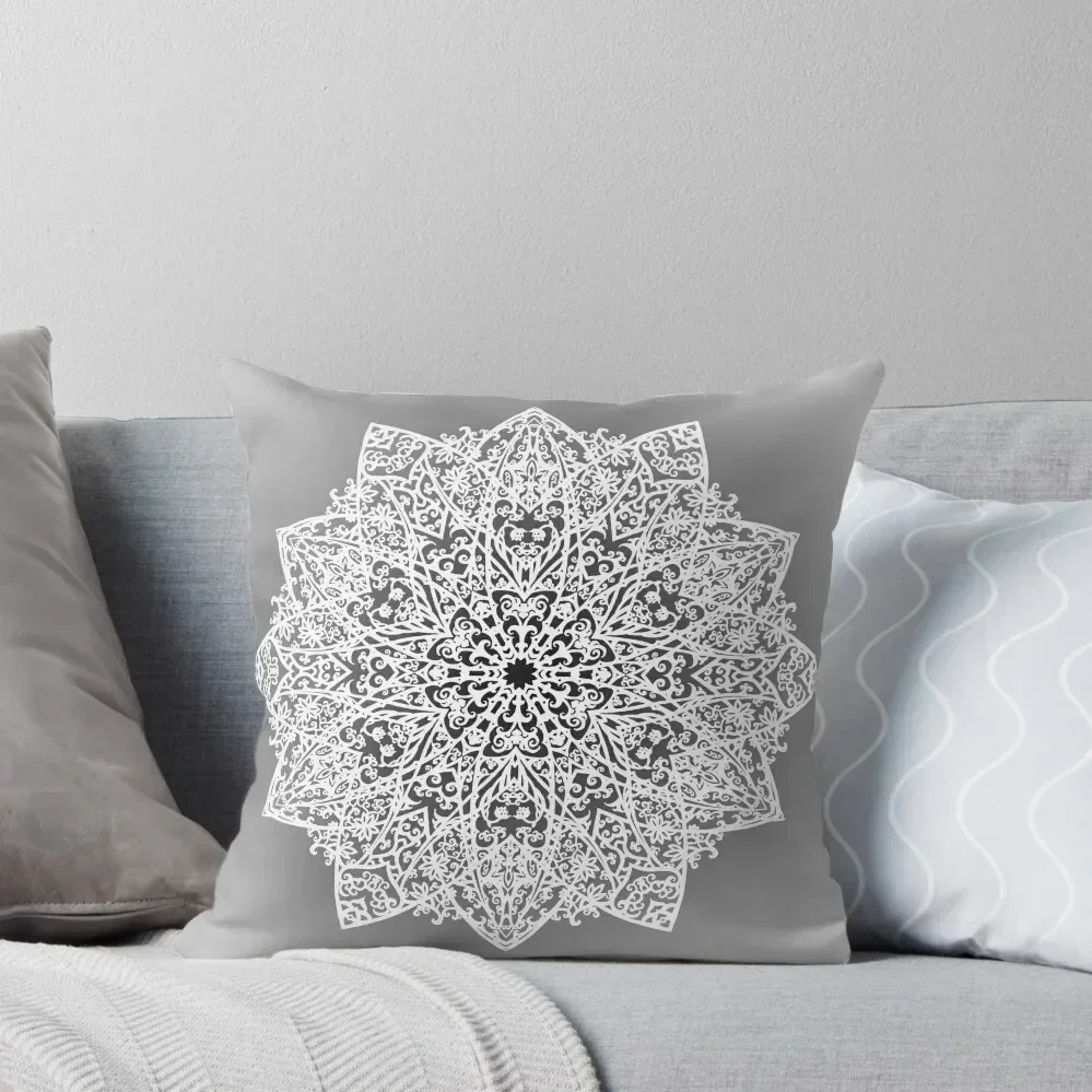 Filigree Mandala *white & grey* Throw Pillow Couch Pillows Sofa Cushion bed pillows luxury sofa pillows pillow