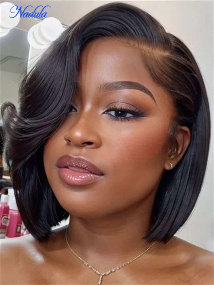 

NADULA Bye Bye Knots™ Side Part Layered BOB Wig With Side-Swept Bangs 7X5 Pre Cut HD Transparent Lace Front Bob Human Hair Wig
