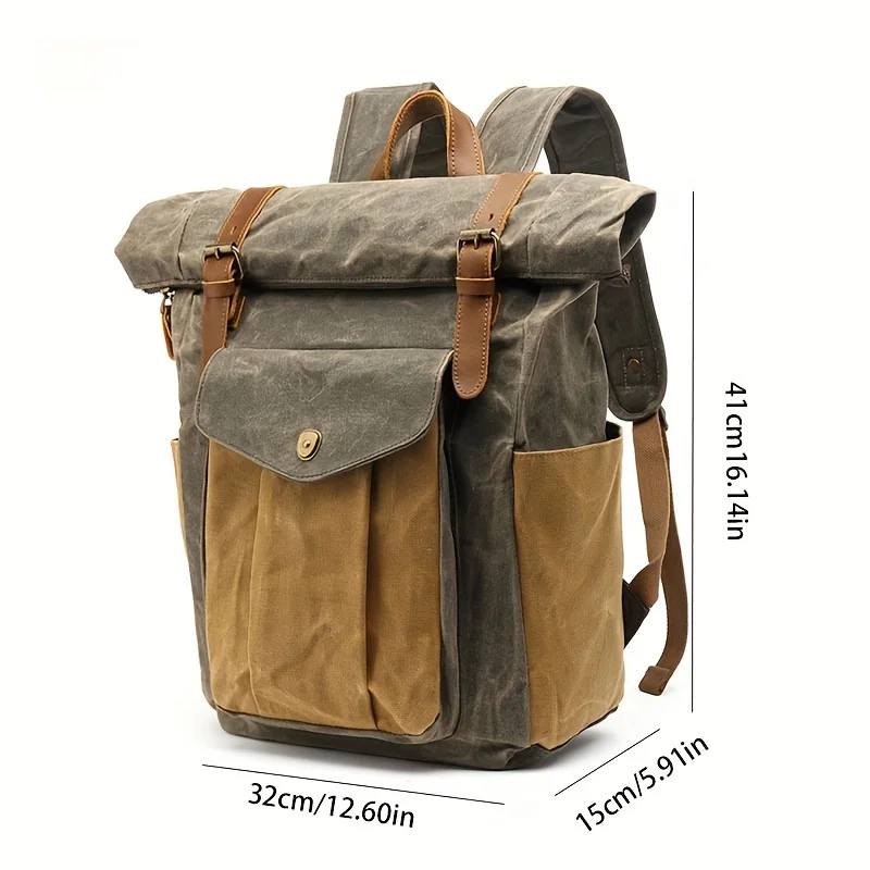 Vintage Canvas backpack men\'s outdoor leisure simple and practical large-capacity mountaineering bag backpack men\'s travel bag