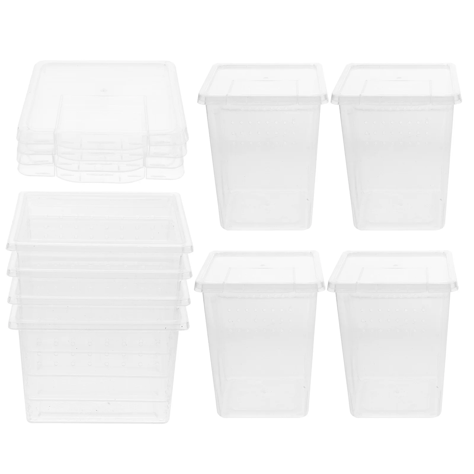 

8Pcs Pet Spider Breeding Box Transparent Plastic Reptile Cage Multi-Function Ventilated Snake Feeding Container Portable Reptile
