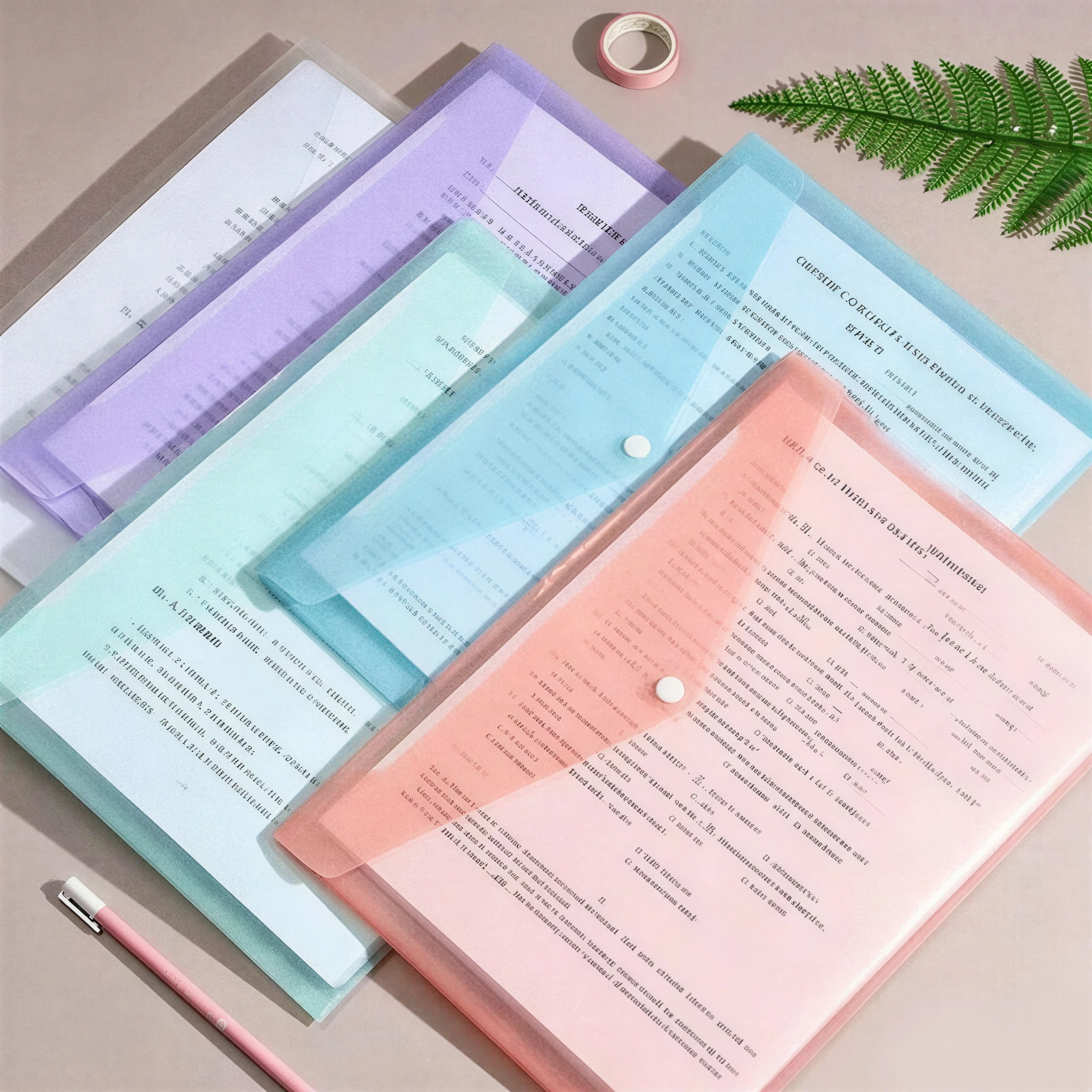 5PCS Random Colors A4 Size Document Storage Bag PP Transparent Portfolio Policy Briefcase Waterproof Snap Buckles Portable Bag - view 2