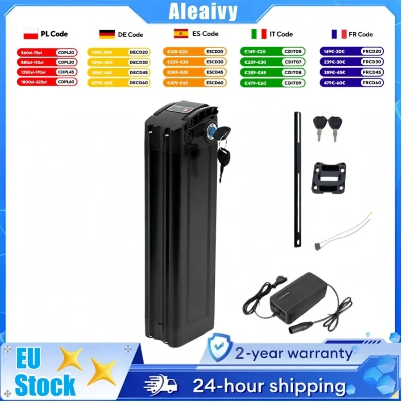 Hochwertige 48V 20AH 15AH Silverfish Lithium-Ionen-Batterie Hochleistungs 250W 500W 750W 1000W 36V 25Ah 20Ah 15Ah 18650 E-Bike Lithium-Batterie+Ladegerät