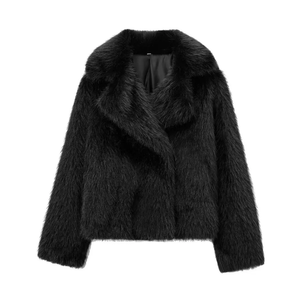 

European And American Fashion Faux Fur Effect Woolen Coat Women's Spring Autumn New Style K41328