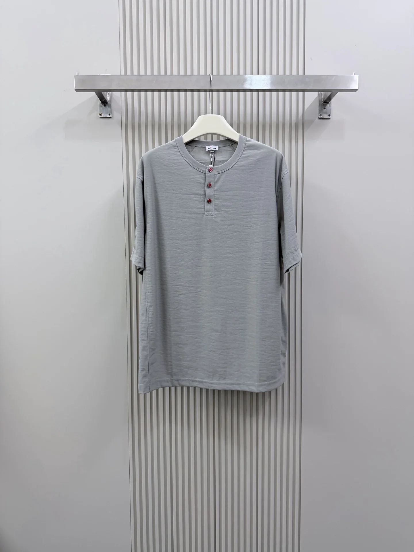 Kiton26ss New Old Money Wind Linen Crew Neck Button Short Sleeve T-Shirt