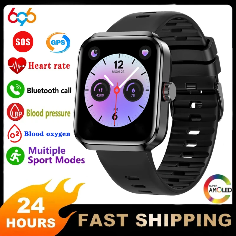 

Smartwatch 1.78" AMOLED Screen Blue Tooth Call SOS Outdoor Sport Fitness Tracker GPS Heart Rate Waterproof Men Women Smart Watch
