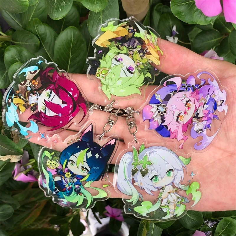 Game Anime Genshin Impact Tartaglia Hu Tao Arataki Itto Scaramouche Keychain Accessories Key Chain Pendant Cartoon Badge image 3