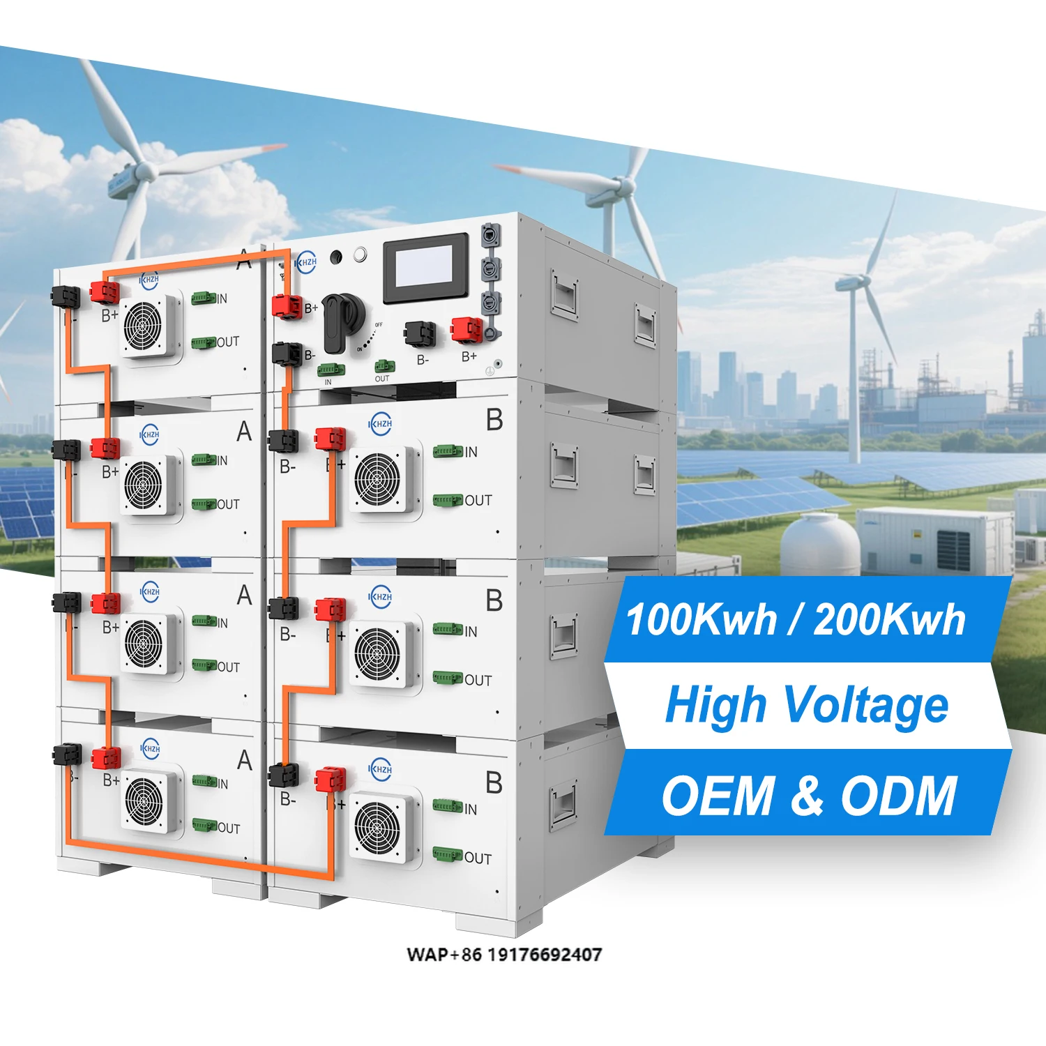 100kWh High Voltage Lithium Batteries 200KWH LifePO4 Solar Energy Storage Battery for Commercial and Home