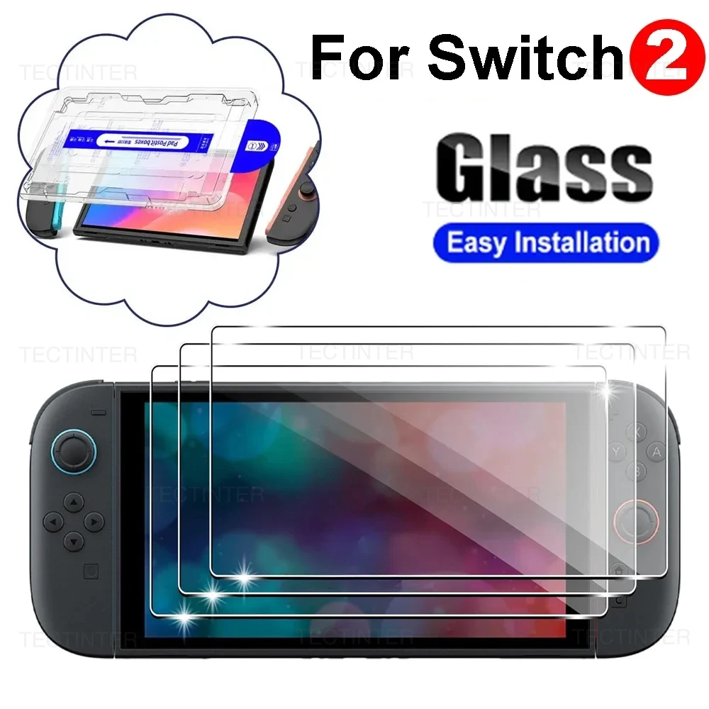 for Nintendo Switch 2 Console Screen Protector with Auto Alignment Frame Tempered Glass Protective Film for Switch 2 Accessories