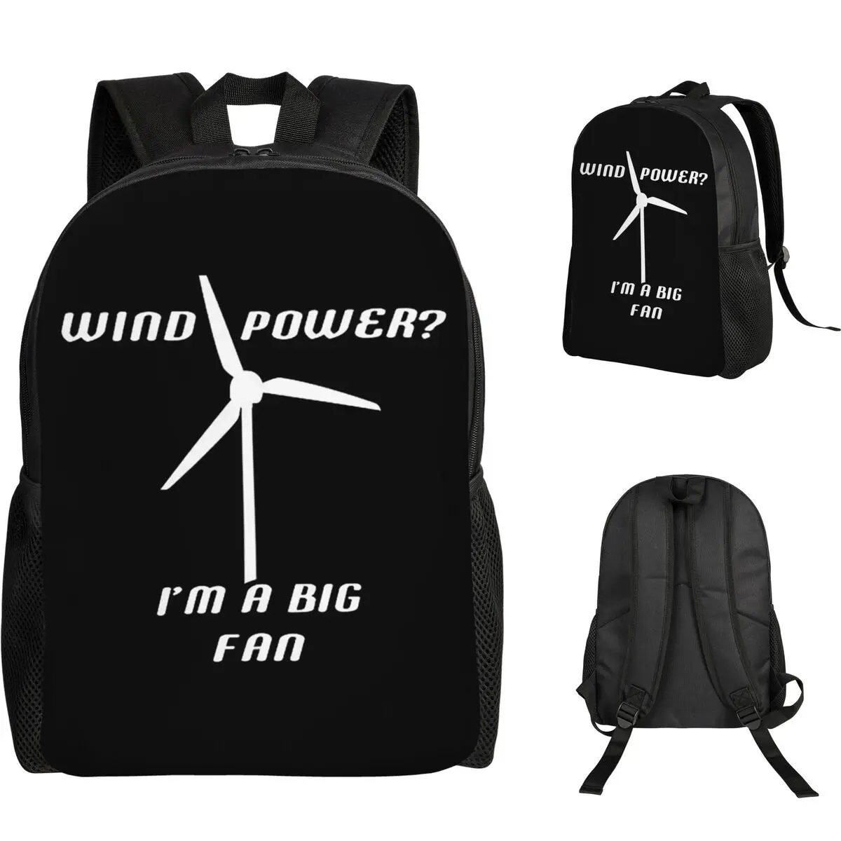 

Wind Power I'm A Big Fan - Wind Generator Backpack Student Boys Girls BookBag School Bag Computer Shoulder Bags