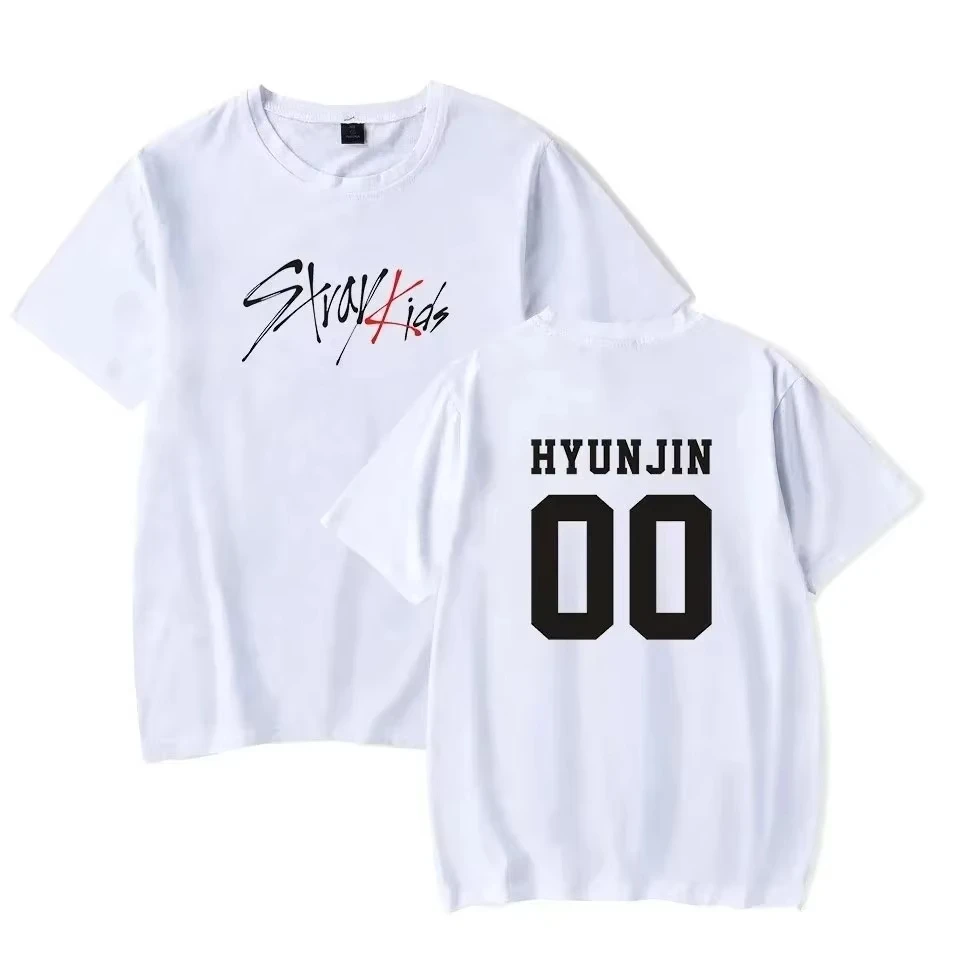 (MINISO) Men's Shirt Trend Kpop Stray Kids T Shirts SKZ Men Women Cotton T-shirt Straykids Seungmin FELIX HYUNJIN JEONGIN MINHO