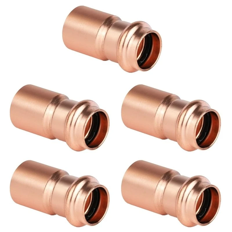 B17C Fits 1" 3/4" For Copper Pipe- Pack Of 5 Foskan For Copper Press Reducer Bushing, Press-To-Connect Fittings X