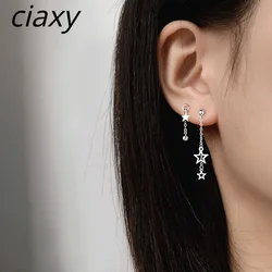 CIAXY Silver Color Ear Chain Earring Trendy Hollow Star Tassel Earrings for Women Wedding Wishing  Jewelry Gifts
