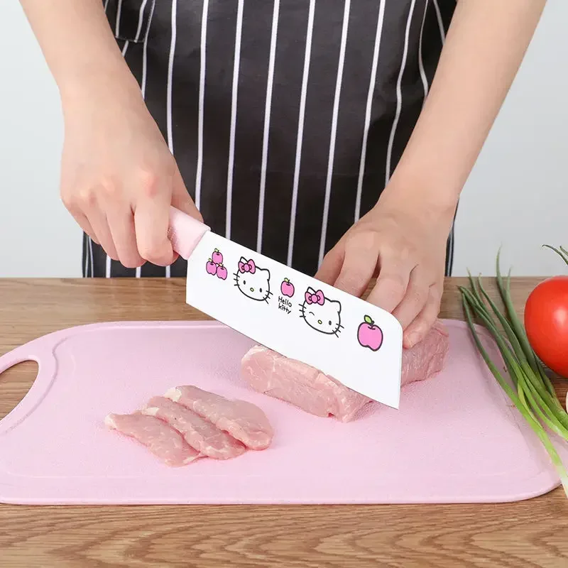 Sanrio  animation peripheral cartoon Kawaii Hello kitty anti-rust kitchen knife cutting board set creative fruit knife wholesale