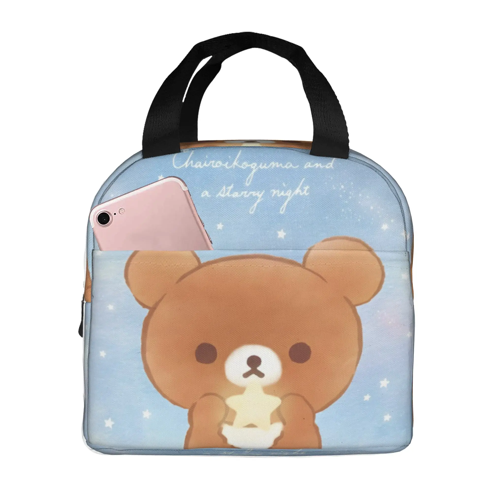 Insulated Lunch Bags Kawaii Lazybear Doll Cartoon Pattern Portable Cooler Thermal Food Lunch Box Work School Travel
