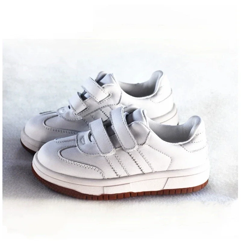 Real Cowhide Kids Skate Shoes Spring Autumn Girls School Casual Sports Shoes Genuine Leather Fashion Boys Flats