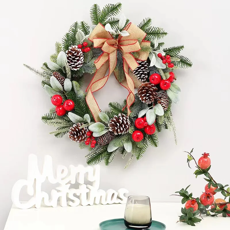 New Design Christmas Wall Hanging Pine Cone Handmade Craft Natural Material Christmas Wreaths And Garland for Home Decor