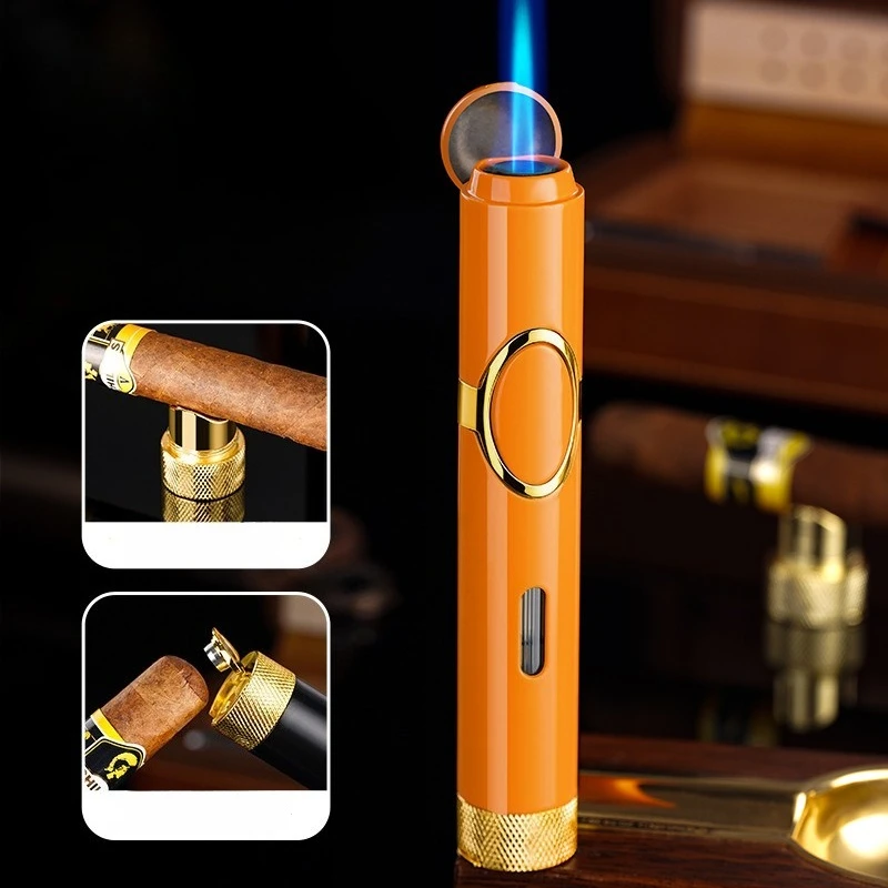 Cross-border Jet-Flame Windproof Butane Lighter Refillable Butane Lighter with Cigars Punch Cigars Holder Cigars Accessories