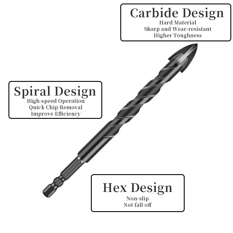 3~4pcs 3~12mm Cross Hex Tile Drill Bits Set for Ceramic Tile Glass Concrete Hole Opener Brick Hard Alloy Triangle Bit Tool Kit