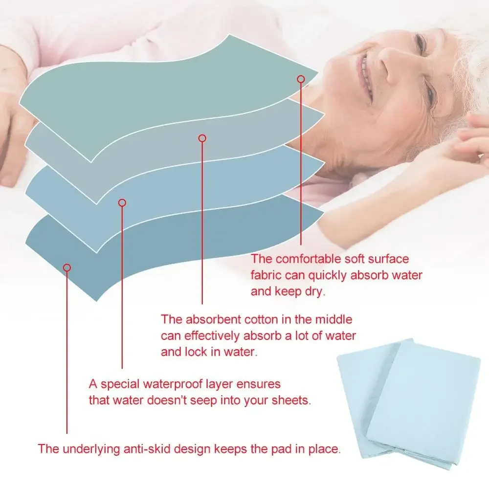 

2 Pcs 80x90 Reusable Washed Adult Pee Pads Waterproof Slip Bedridden Patient Adult Elderly Child Incontinence Pad Bedlinings New