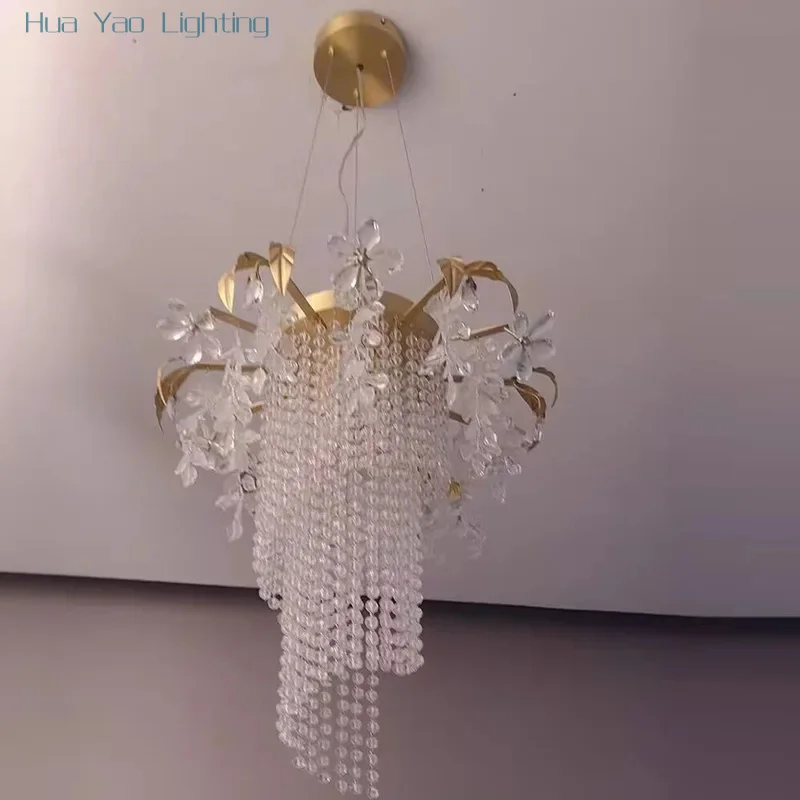

Spiral Design Modern Crystal Chandelier Gold Living Room Lighting Bedroom Decoration Cristal Lamp