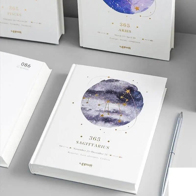 Twelve Constellations Notebook 365 Days Hardcover Book Student Thick Notebook Diary Notebook Cute Creative Handbook