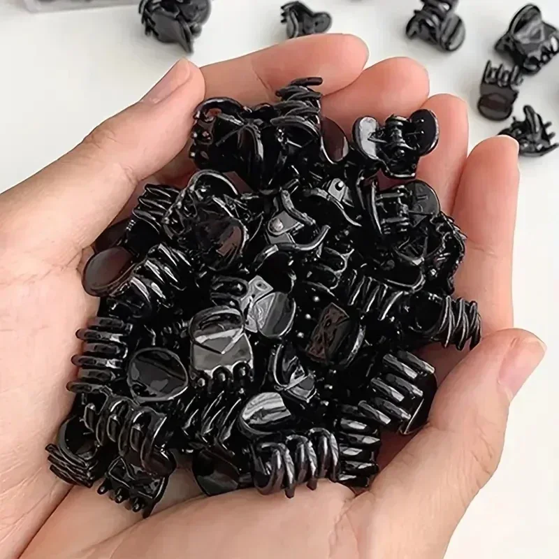 Preto mini grampos de garra de cabelo para mulheres meninas coreano simples pequeno transparente clipes de plástico hairpin crianças acessórios de estilo de cabelo